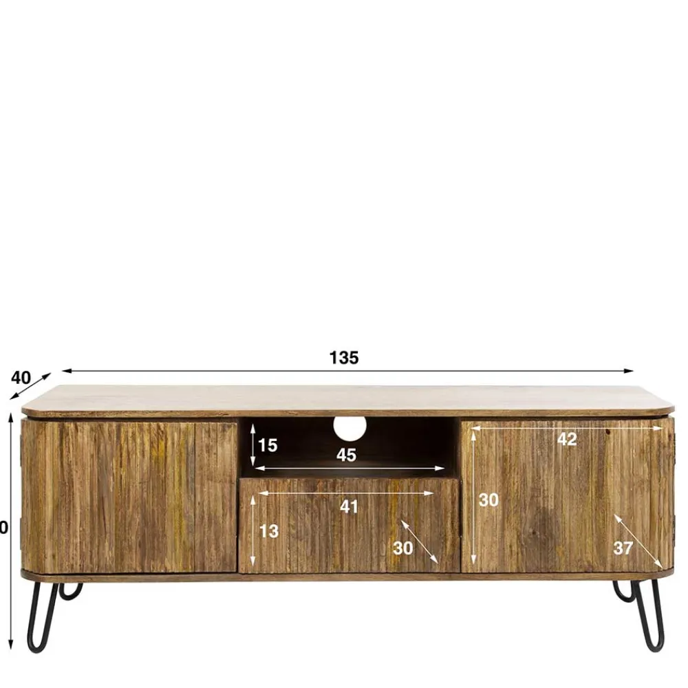 Wohnen Tv & Hifi-Möbel|Lowboards<TV Design-Lowboard aus Mangobaum Massivholz - Noele