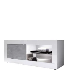 Wohnen Tv & Hifi-Möbel|Lowboards<TV Element in Weiß HG mit Beton Dekor - Narandu