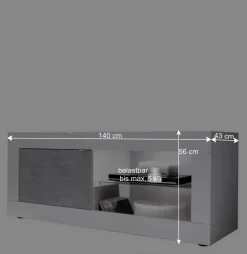 Wohnen Tv & Hifi-Möbel|Lowboards<TV Element in Weiß HG mit Beton Dekor - Narandu