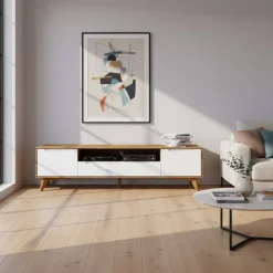 Wohnen Tv & Hifi-Möbel|Lowboards<TV Element Lowboard in Weiß & Natur - Diesta