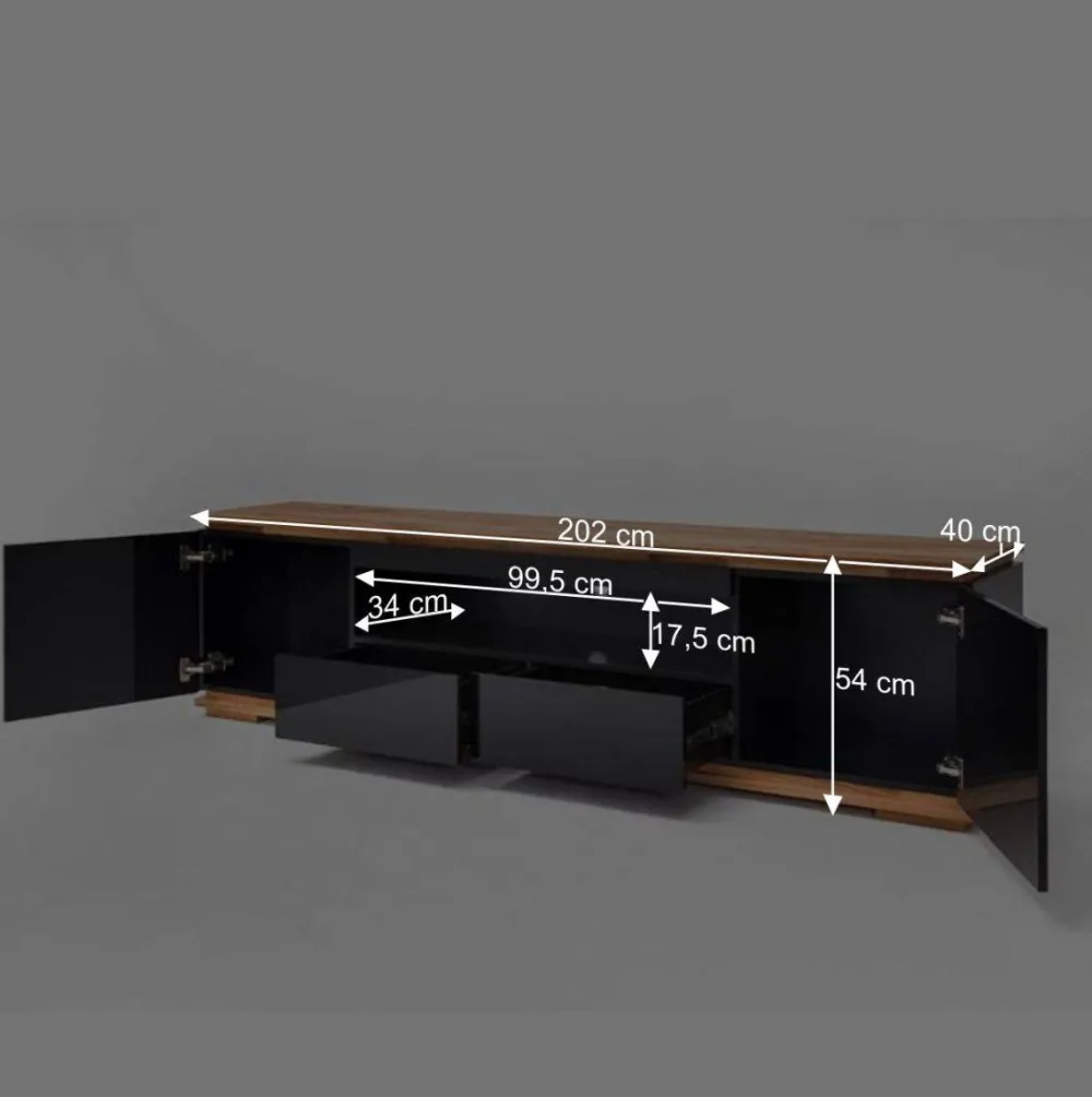 Wohnen Tv & Hifi-Möbel|Lowboards<TV Hochglanz Lowboard in Schwarz - Ercurs