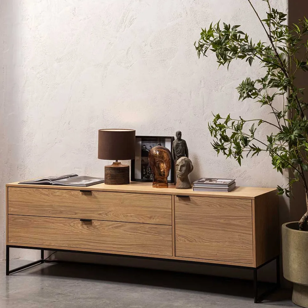 Wohnen Tv & Hifi-Möbel|Lowboards<TV Kommode in Eiche Natur Dekor - Ariadelco