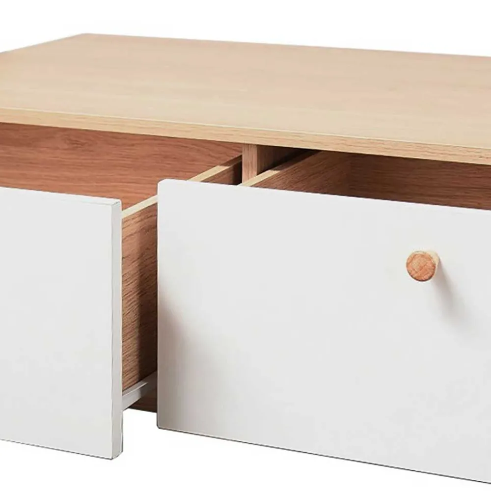Wohnen Tv & Hifi-Möbel|Lowboards<TV Kommode in Eiche und Weiß - Jendren