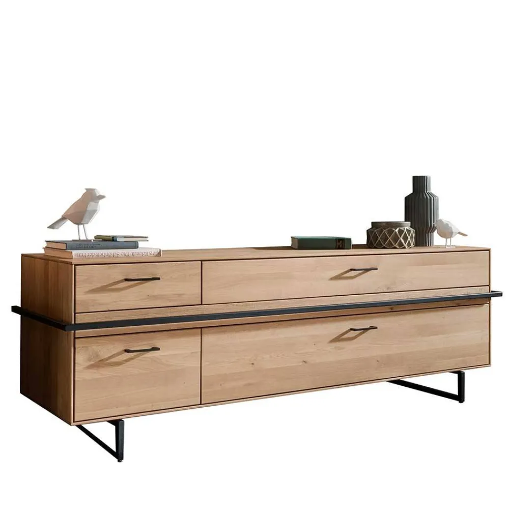 Wohnen Tv & Hifi-Möbel|Lowboards<TV Lowboard aus Asteiche mit Metall - Clenza