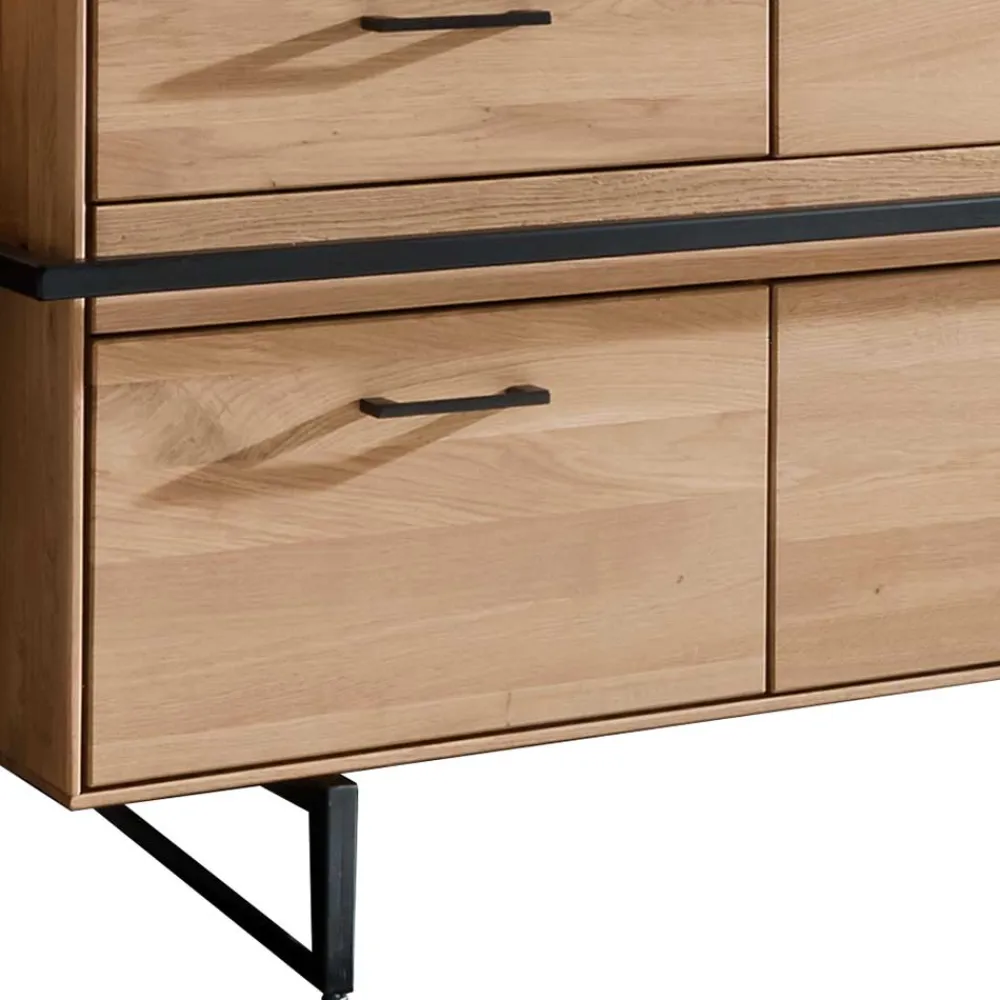 Wohnen Tv & Hifi-Möbel|Lowboards<TV Lowboard aus Asteiche mit Metall - Clenza