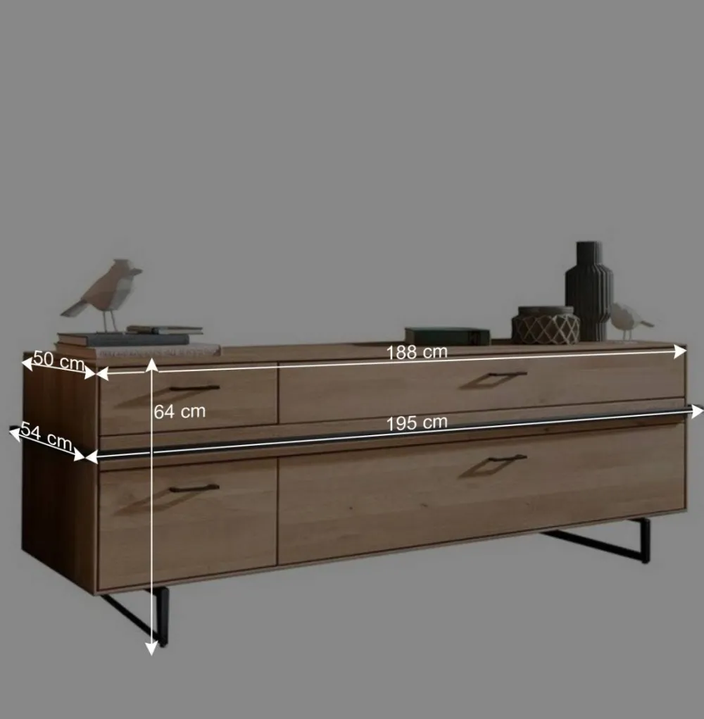 Wohnen Tv & Hifi-Möbel|Lowboards<TV Lowboard aus Asteiche mit Metall - Clenza