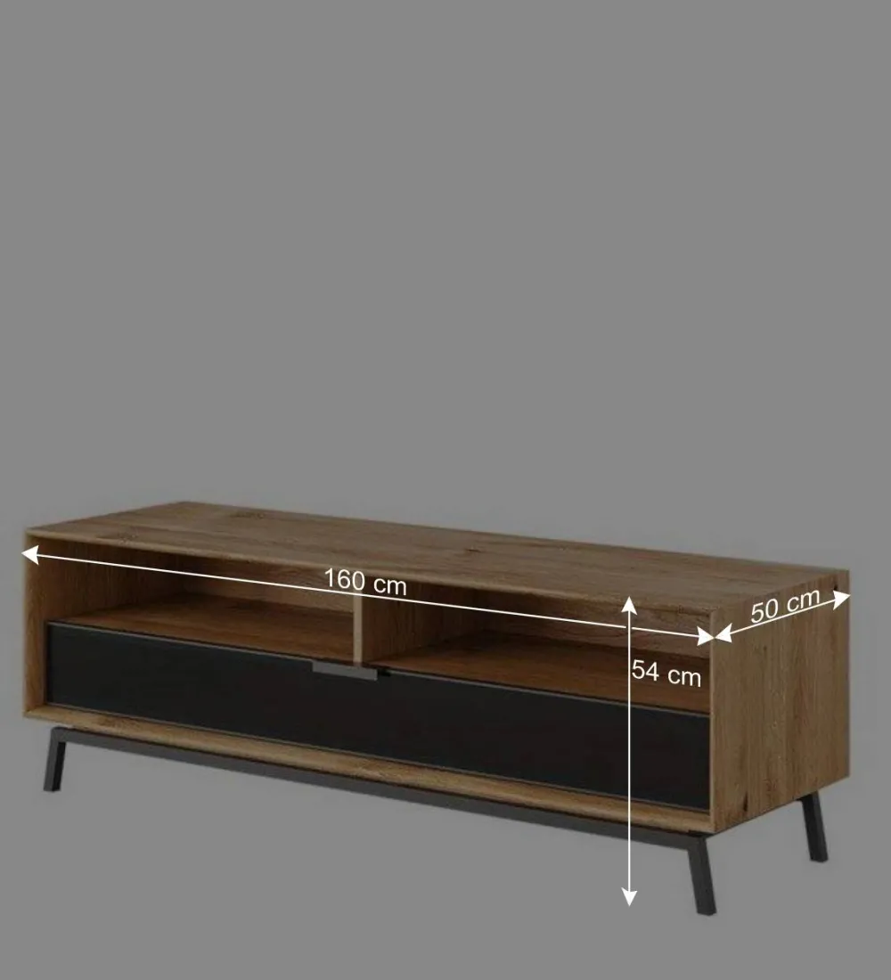 Wohnen Tv & Hifi-Möbel|Lowboards<TV Lowboard aus Eiche und Metall - Fabiella