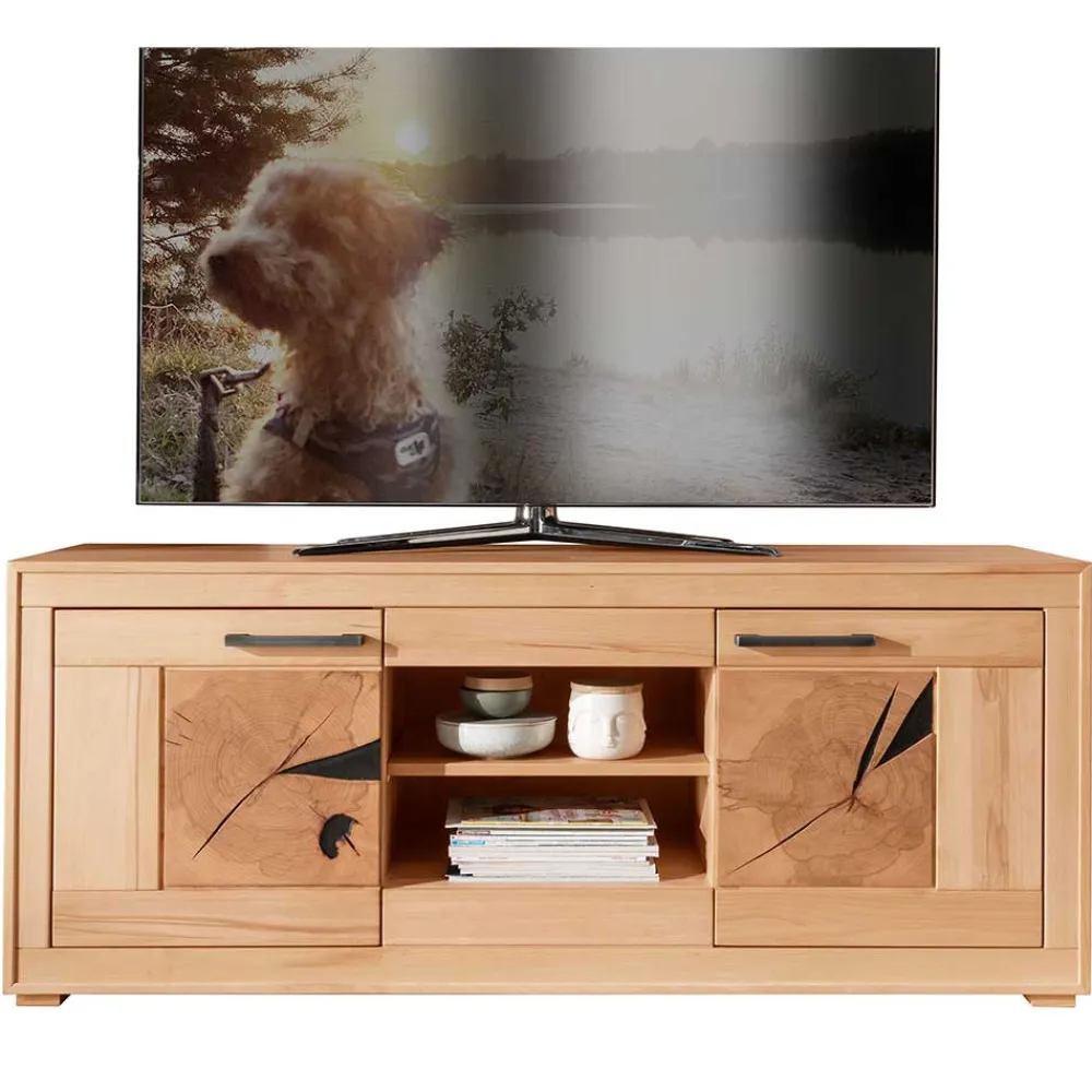 Wohnen Tv & Hifi-Möbel|Lowboards<TV Lowboard aus geöltem Kernbuche Holz - Sarosca