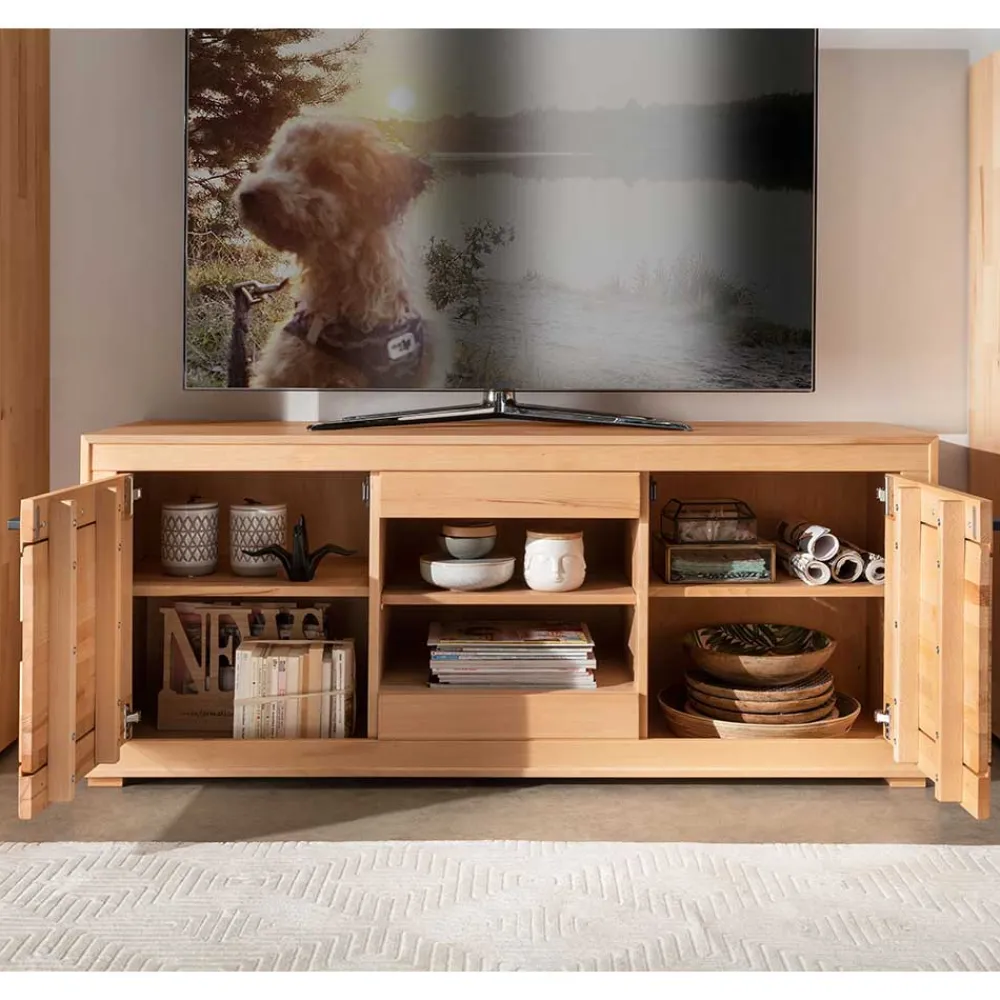 Wohnen Tv & Hifi-Möbel|Lowboards<TV Lowboard aus geöltem Kernbuche Holz - Sarosca