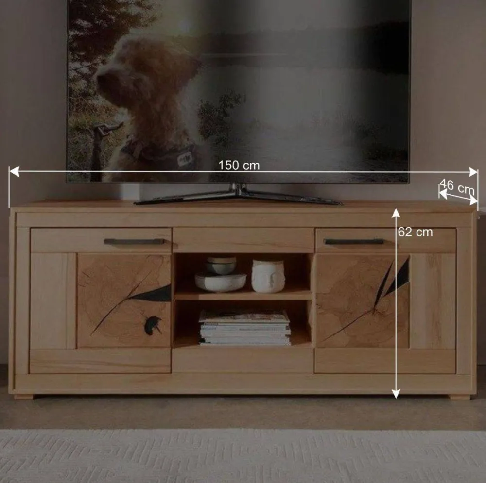 Wohnen Tv & Hifi-Möbel|Lowboards<TV Lowboard aus geöltem Kernbuche Holz - Sarosca