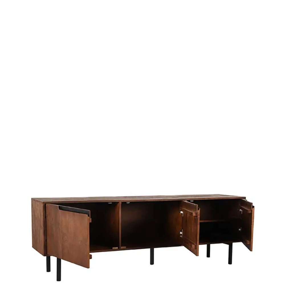 Wohnen Tv & Hifi-Möbel|Lowboards<TV Lowboard aus Mangoholz in Dunkelbraun - Enija