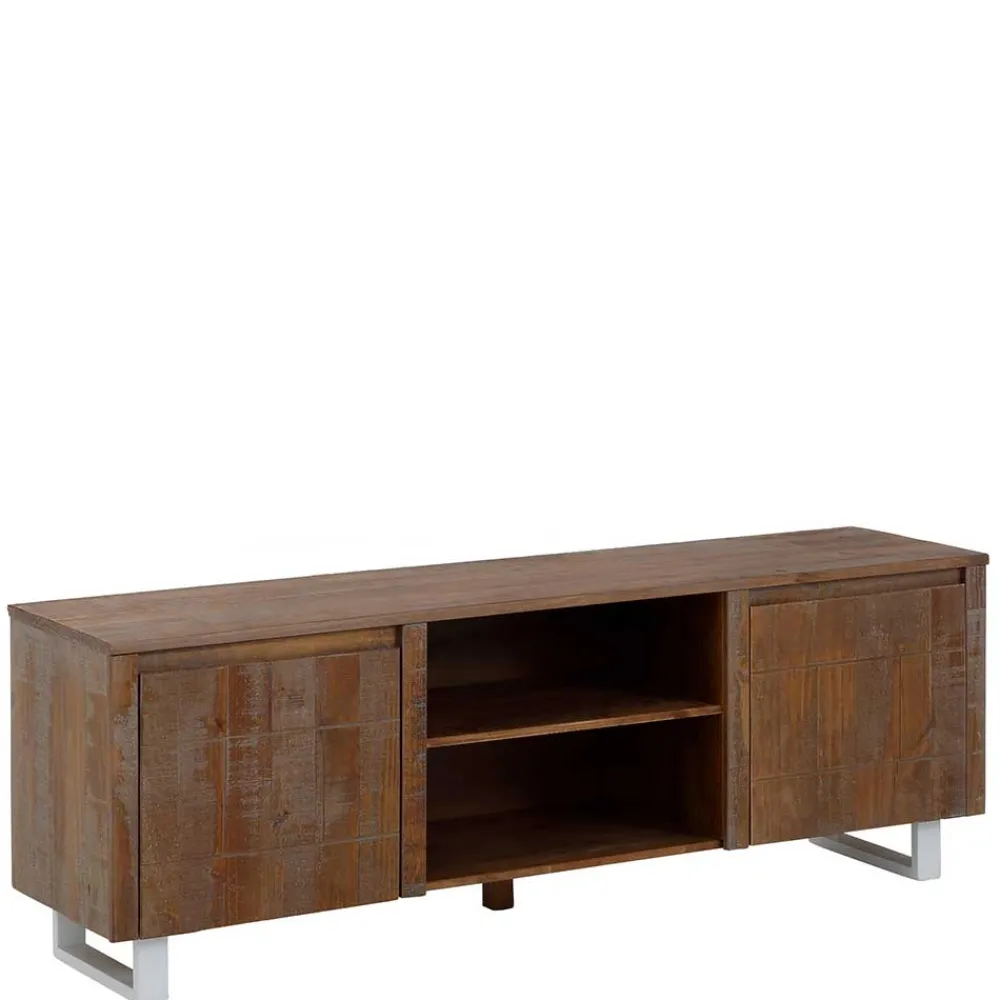 Wohnen Tv & Hifi-Möbel|Lowboards<TV Lowboard aus massiver Kiefer Dunkel - Lavagna