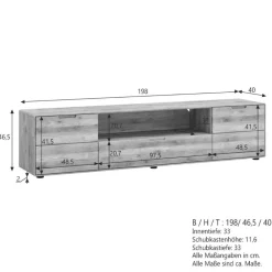 Wohnen Tv & Hifi-Möbel|Lowboards<TV Lowboard aus Massivholz Wildeiche - Holiday