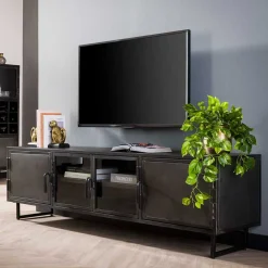 Wohnen Tv & Hifi-Möbel|Lowboards<TV Lowboard aus Metall & Glas - Brayden