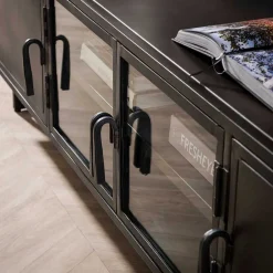 Wohnen Tv & Hifi-Möbel|Lowboards<TV Lowboard aus Metall & Glas - Brayden