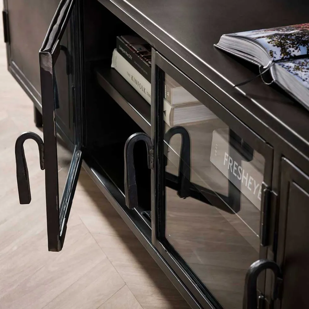 Wohnen Tv & Hifi-Möbel|Lowboards<TV Lowboard aus Metall & Glas - Brayden