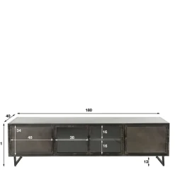 Wohnen Tv & Hifi-Möbel|Lowboards<TV Lowboard aus Metall & Glas - Brayden