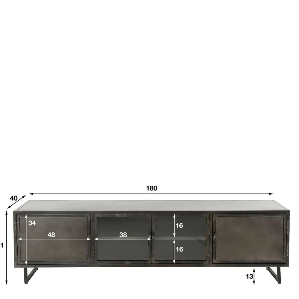 Wohnen Tv & Hifi-Möbel|Lowboards<TV Lowboard aus Metall & Glas - Brayden