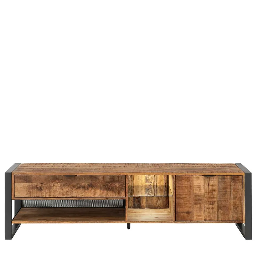Wohnen Tv & Hifi-Möbel|Lowboards<TV Lowboard aus Recyclingholz & Metall - Acira