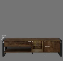 Wohnen Tv & Hifi-Möbel|Lowboards<TV Lowboard aus Recyclingholz & Metall - Acira