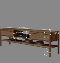 Wohnen Tv & Hifi-Möbel|Lowboards<TV Lowboard aus Wildbuche & Rattan - Indrya