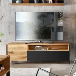 Wohnen Tv & Hifi-Möbel|Lowboards<TV Lowboard aus Wildeiche massiv mit LED - Viligrana