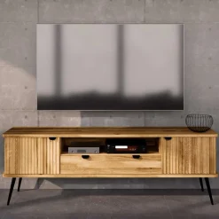 Wohnen Tv & Hifi-Möbel|Lowboards<TV Lowboard aus Wildeiche mit Metall - Casarius