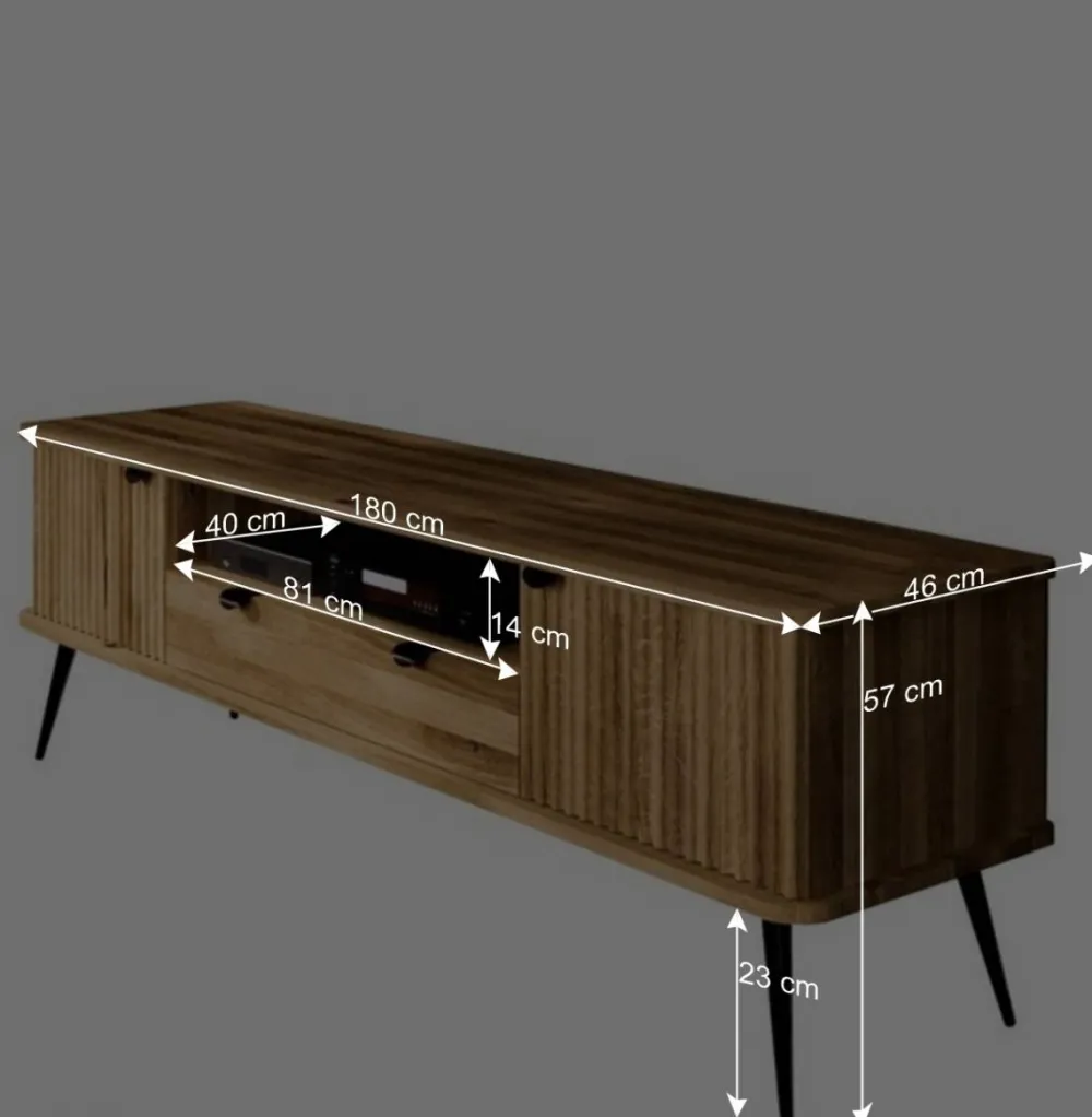 Wohnen Tv & Hifi-Möbel|Lowboards<TV Lowboard aus Wildeiche mit Metall - Casarius