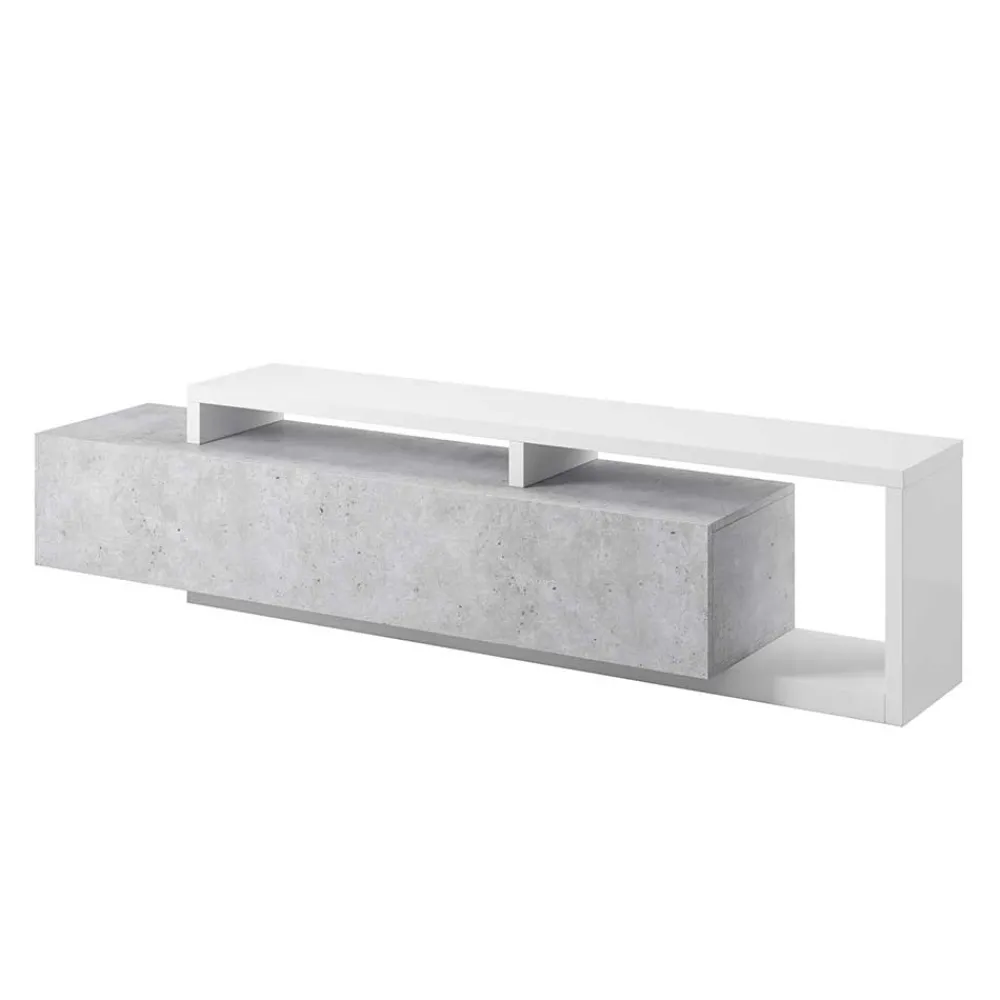 Wohnen Tv & Hifi-Möbel|Lowboards<TV Lowboard in Betonoptik & Weiß - Venatio