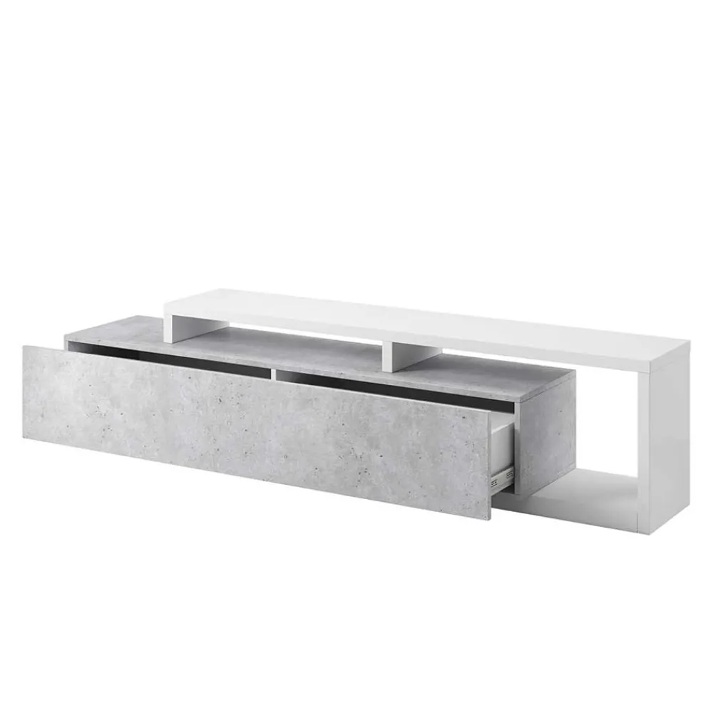 Wohnen Tv & Hifi-Möbel|Lowboards<TV Lowboard in Betonoptik & Weiß - Venatio