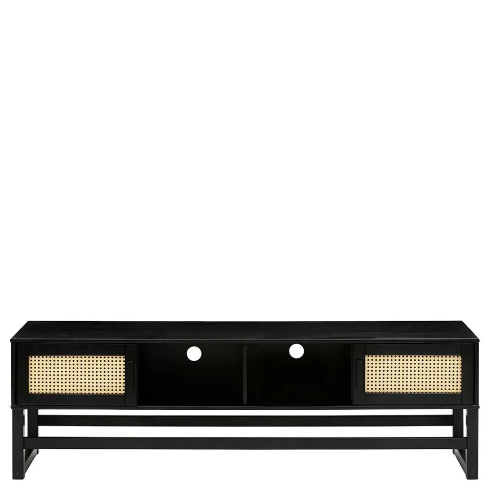 Wohnen Tv & Hifi-Möbel|Lowboards<TV Lowboard in Dunkelbraun mit Wiener Geflecht - Santiana