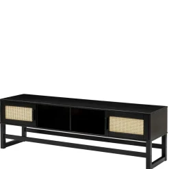 Wohnen Tv & Hifi-Möbel|Lowboards<TV Lowboard in Dunkelbraun mit Wiener Geflecht - Santiana