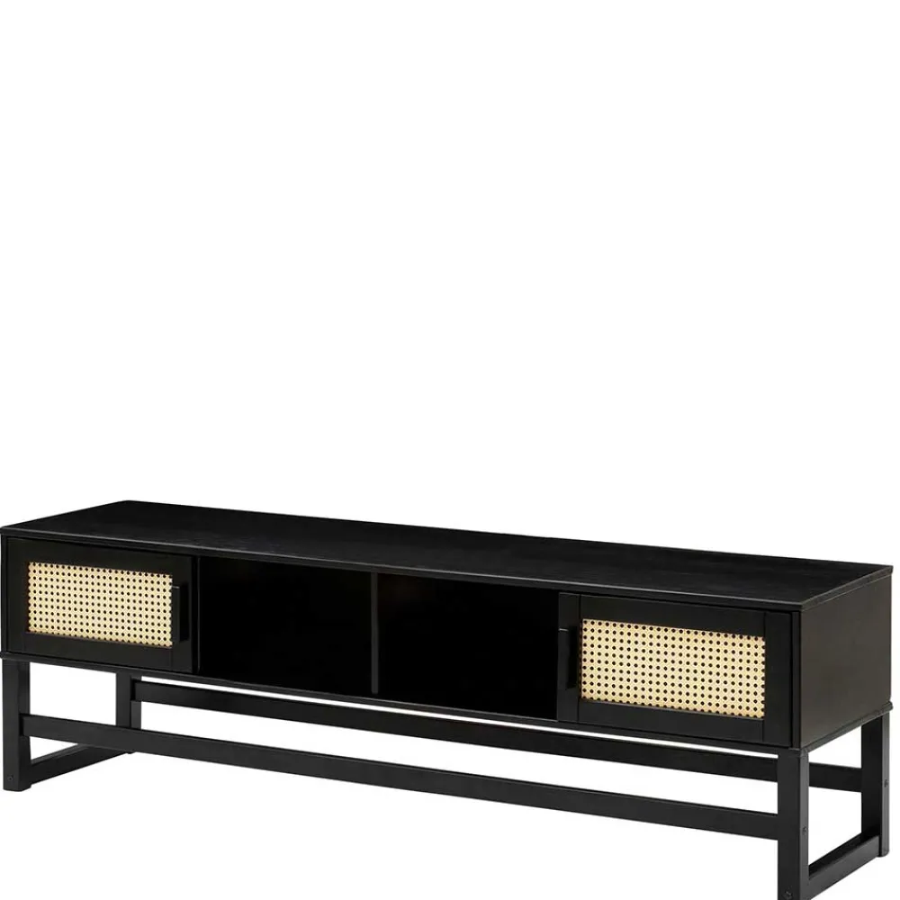 Wohnen Tv & Hifi-Möbel|Lowboards<TV Lowboard in Dunkelbraun mit Wiener Geflecht - Santiana