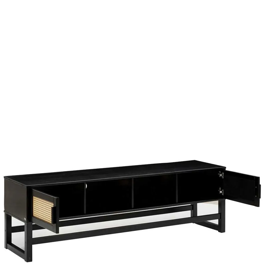 Wohnen Tv & Hifi-Möbel|Lowboards<TV Lowboard in Dunkelbraun mit Wiener Geflecht - Santiana