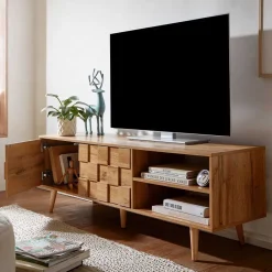 Wohnen Tv & Hifi-Möbel|Lowboards<TV Lowboard in Eiche Holzoptik - Senba
