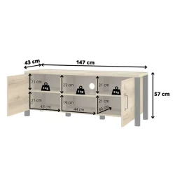 Wohnen Tv & Hifi-Möbel|Lowboards<TV Lowboard in Fichte Holzoptik - Simeona
