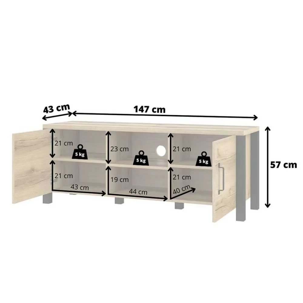 Wohnen Tv & Hifi-Möbel|Lowboards<TV Lowboard in Fichte Holzoptik - Simeona