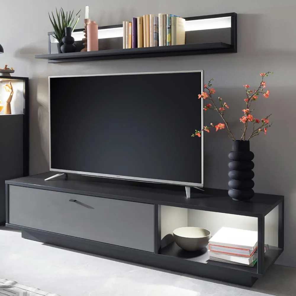Wohnen Tv & Hifi-Möbel|Lowboards<TV Lowboard in Grau & Anthrazit - Ridona