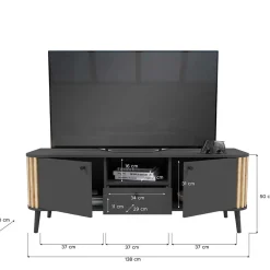 Wohnen Tv & Hifi-Möbel|Lowboards<TV Lowboard in Grau und Wildeiche - Penzanca