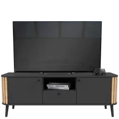 Wohnen Tv & Hifi-Möbel|Lowboards<TV Lowboard in Grau und Wildeiche - Penzanca