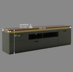 Wohnen Tv & Hifi-Möbel|Lowboards<TV Lowboard in Graugrün und Eiche - Kwin