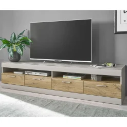 Wohnen Tv & Hifi-Möbel|Lowboards<TV Lowboard in Hellgrau & Zinneiche NB - Lioscas