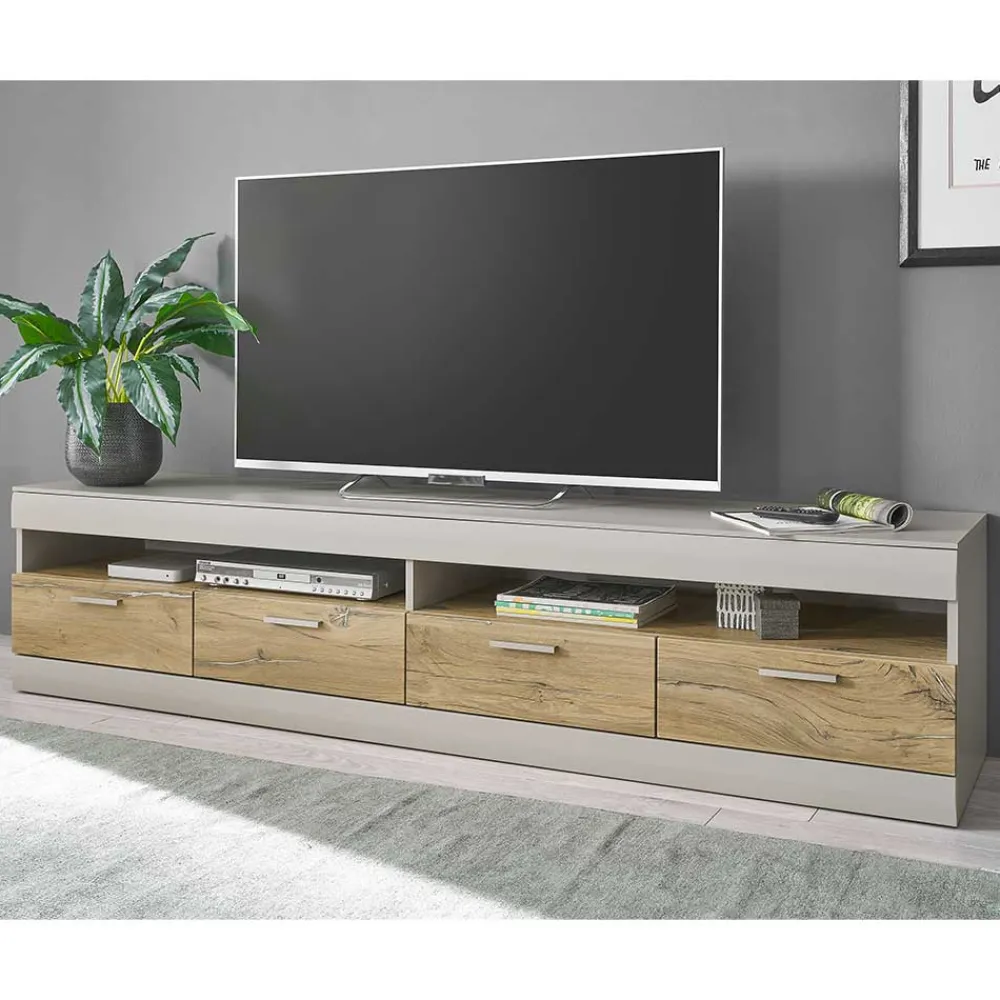 Wohnen Tv & Hifi-Möbel|Lowboards<TV Lowboard in Hellgrau & Zinneiche NB - Lioscas