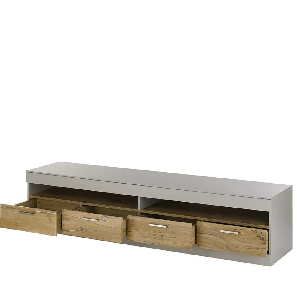 Wohnen Tv & Hifi-Möbel|Lowboards<TV Lowboard in Hellgrau & Zinneiche NB - Lioscas