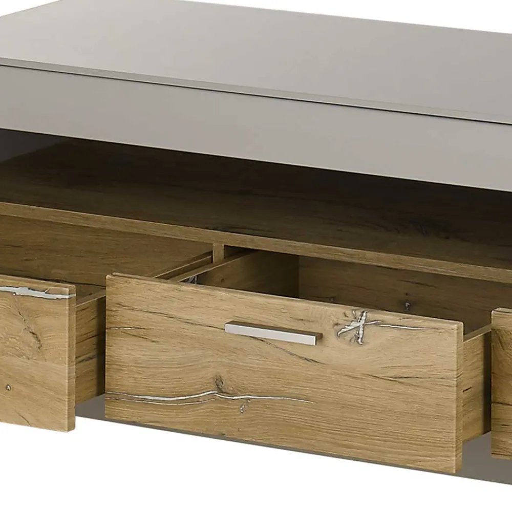 Wohnen Tv & Hifi-Möbel|Lowboards<TV Lowboard in Hellgrau & Zinneiche NB - Lioscas