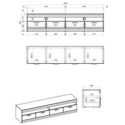 Wohnen Tv & Hifi-Möbel|Lowboards<TV Lowboard in Hellgrau & Zinneiche NB - Lioscas