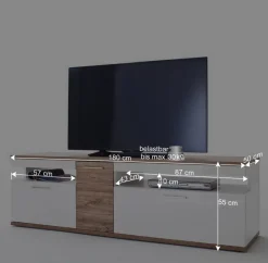 Wohnen Tv & Hifi-Möbel|Lowboards<TV Lowboard in Hochglanz Weiß - Icadro