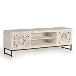 Wohnen Tv & Hifi-Möbel|Lowboards<TV Lowboard in Mangoholz White Wash - Fudorus