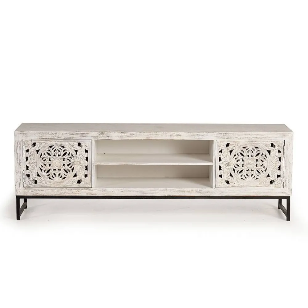Wohnen Tv & Hifi-Möbel|Lowboards<TV Lowboard in Mangoholz White Wash - Fudorus