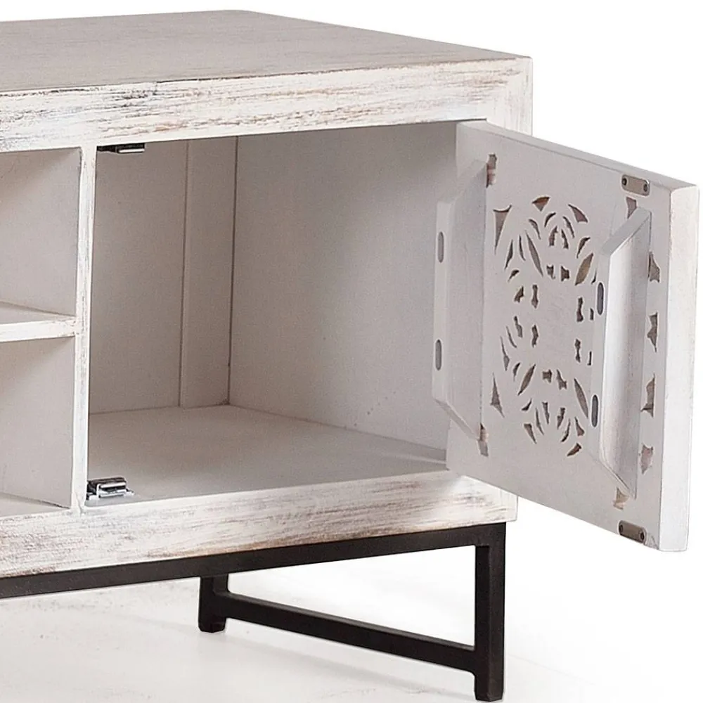 Wohnen Tv & Hifi-Möbel|Lowboards<TV Lowboard in Mangoholz White Wash - Fudorus